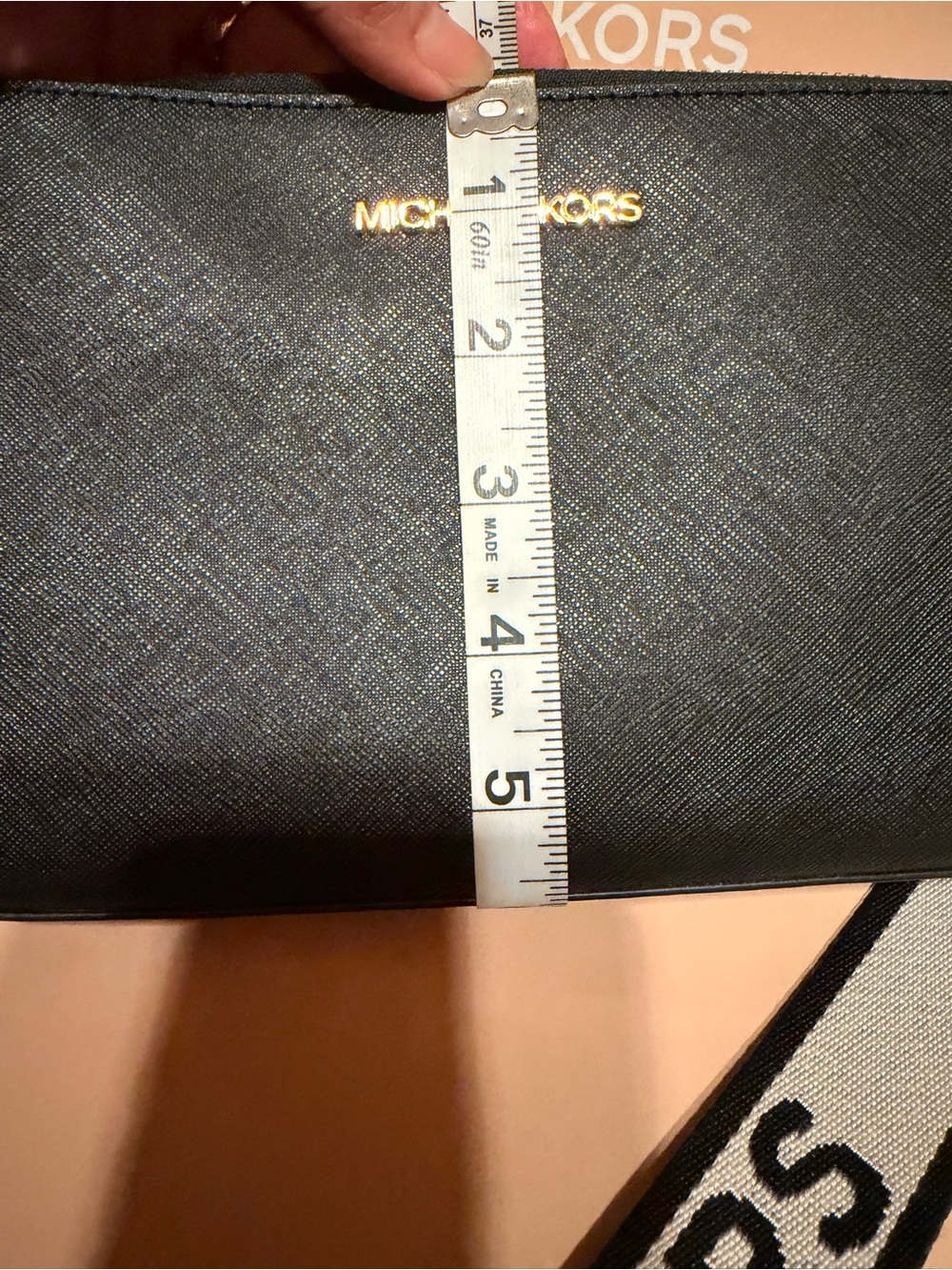 Michael Kors Black Saffiano Crossbody with Branded Canvas Strap - Picture 12 of 13